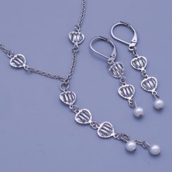 Srdíčková souprava s perličkami z chirurgické oceli