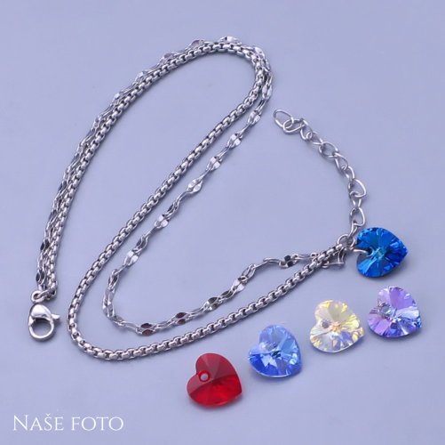 Řetízek na nohu z chirurgické oceli se srdíčkem Swarovski