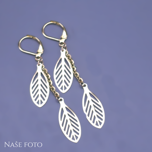 Pozlacené visací náušnice Dvojité lístky