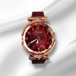 Dámské hodinky Rinnandy – tmavě červené s rosegold rámem