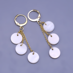 Pozlacené visací náušnice s perletovými kolečky