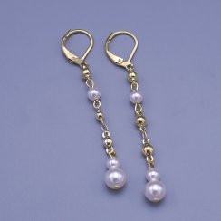 Zlacené visací náušnice s perličkami Swarovski