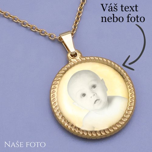 Pozlacený přívěsek kolečko zdobené z chirurgické oceli
