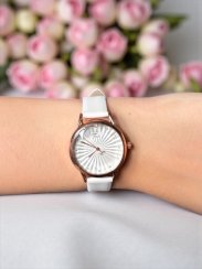 Dámske hodinky Jadi – biele s kryštálikmi