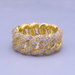Zlatý hip hop prsten Diamond Twist – unisex
