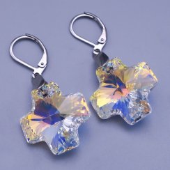 Náušnice Swarovski kříž 19mm Crystal AB výběr zapínání