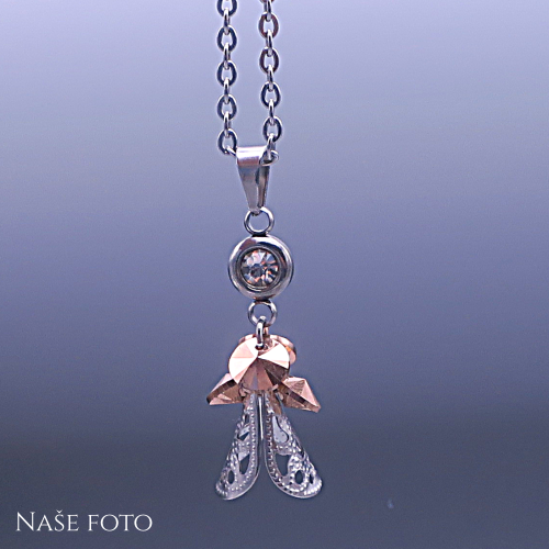 Přívěsek Andělíček Swarovski® Gold Rose – chirurgická ocel