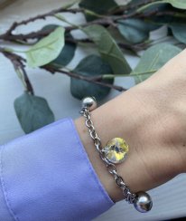 Náramek z chirurgické oceli s krystaly Swarovski Crystal AB ( měnící )