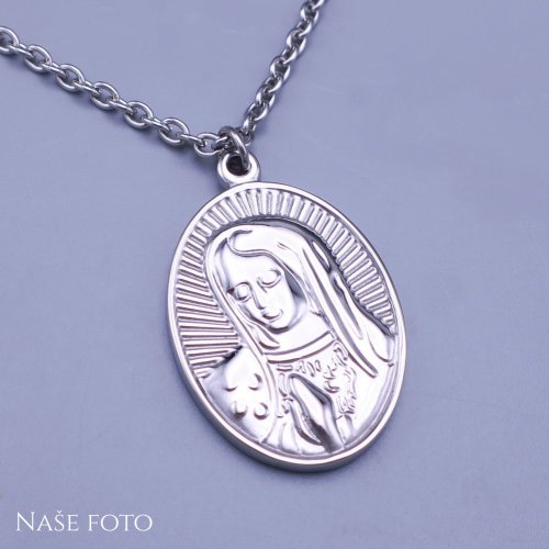 Krásný dámský přívěsek z chirurgické oceli s řetízkem - madonka