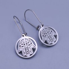 Krásne visiace náušnice z chirurgickej ocele - "Ruka Fatimy" (hamsa)