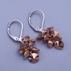Náušnice Swarovski strapec Rose gold z chirurgickej ocele