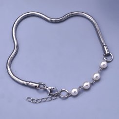 Řetízek na nohu s perličkami Swarovski z chirurgické oceli