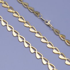 Zlacený řetízek z chirurgické oceli srdíčka 6mm