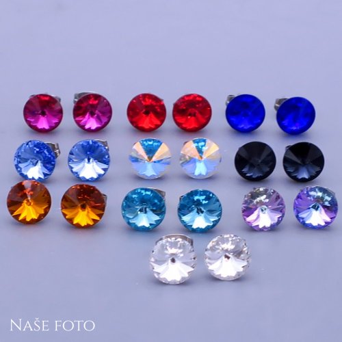 Náušnice z chirurgickej ocele Swarovski  8mm - výber farieb