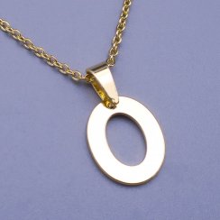 Moderní přívěsek ve tvaru písmena "O" z pozlacené chirurgické oceli