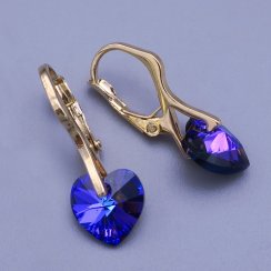 Detské náušnice Swarovski srdiečka Heliotrope 10mm výber zapínanie