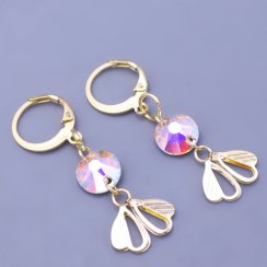 Pozlacené Swarovski náušnice z chirurgické oceli lístečky