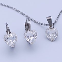 Detská súprava Swarovski srdiečka Crystal 8mm chirurgická oceľ