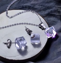 Souprava Swarovski kostky 8mm měnící z chirurgické oceli