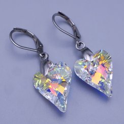 Náušnice Swarovski srdíčka 18mm Crystal AB výběr zapínání
