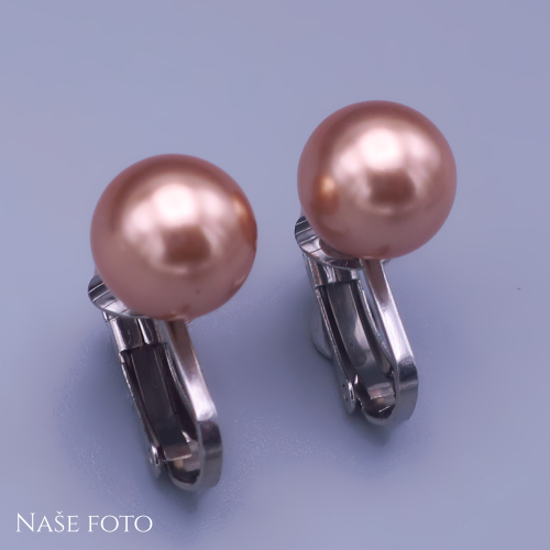 Klipsové náušnice z chirurgické oceli s perlami Swarovski – gold rose