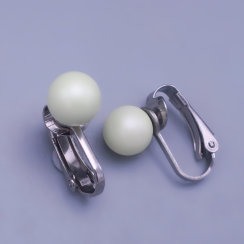 Klipsové náušnice z chirurgické oceli s perlami Swarovski – pastelová zelená