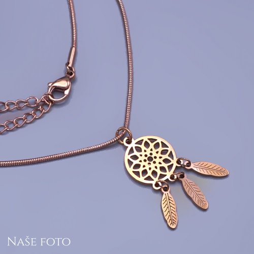 Lapač snů na řetízku z chirurgické oceli Gold rose