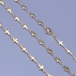 Zlacený řetízek z chirurgické oceli křížky 50cm, 60cm