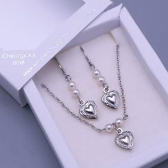 Súprava zo srdiečok a Swarovski perličiek z chirurgickej ocele