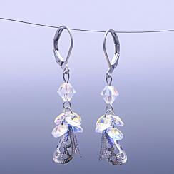 Náušnice Andělíčci z chirurgické oceli se Swarovski® krystaly Crystal AB