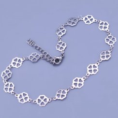 Náramek na kotník z chirurgické oceli - čtyřlístky 8mm