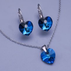 Luxusní srdcová souprava Swarovski blankytně modré barvy