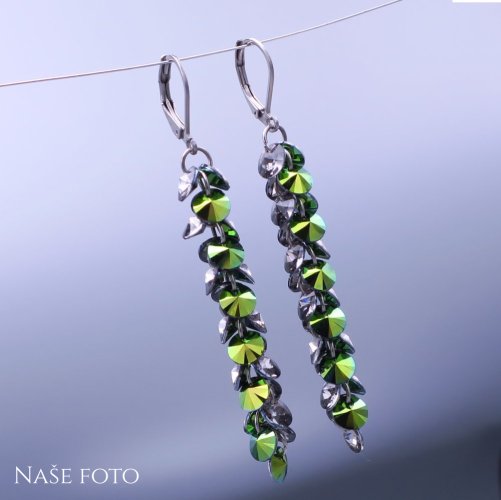 Luxusní visací náušnice Swarovski Scarabeus Green