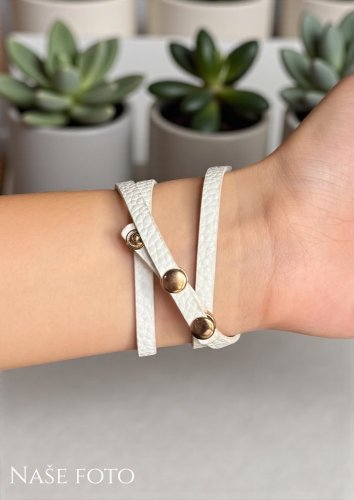 Dámské bílé koženkové páskové hodinky