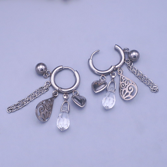 Náušnice z chirurgické oceli s přívěsky Swarovski – srdce a slza