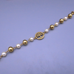 Pozlátený náramok Strom života & Perly