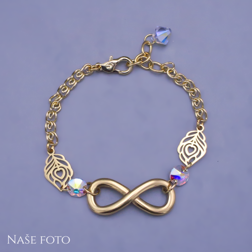 Pozlacený náramek Infinity Crystal