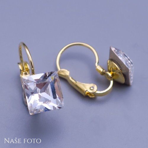 Náušnice Swarovski kostky zlacené  8mm výběr barev