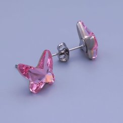 Náušnice Swarovski motýlci 12mm ligt rose