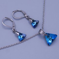 Souprava Swarovski triangle modrá (měnící) 8mm, 12mm
