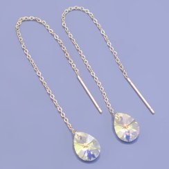 Zlacené řetízkové náušnice Swarovski Crystal AB