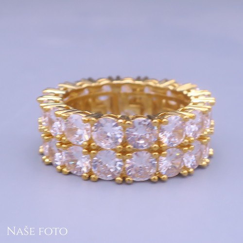 Zlatý dvojitý hip hop prsten Ice Supreme – unisex