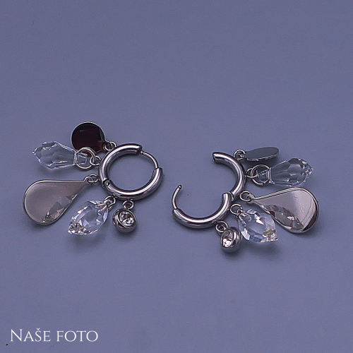 Náušnice z chirurgické oceli s křišťálovými krystaly Swarovski