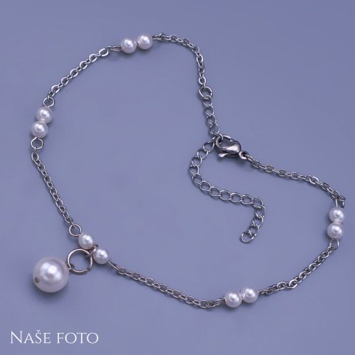 Nádherný dámský náramek na kotník z chirurgické oceli s perličkami Swarovski