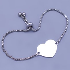 Náramek z chirurgické oceli se srdíčkem 21mm