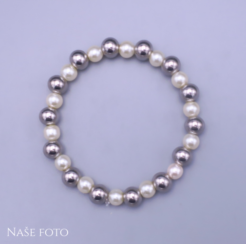 Perličkovo-ocelový náramek