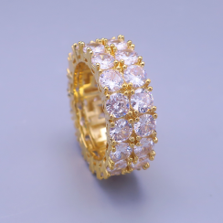 💎 Zlatý dvojitý hip hop prsteň Ice Supreme – unisex