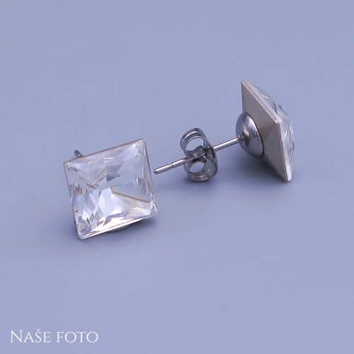 Náušnice Swarovski kostky 10 mm Crystal (čirá)