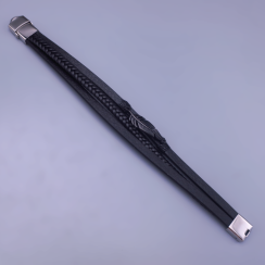 Černý kožený náramek s pírkem – trojitý design