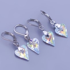 Náušnice Swarovski srdíčka 12mm Crystal AB výběr zapínání